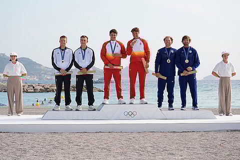 Sailing: Men's skiff medal ceremony